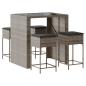 Preview: 5-tlg. Gartenbar-Set mit Kissen Grau Poly Rattan