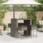 Preview: 5-tlg. Gartenbar-Set mit Kissen Grau Poly Rattan