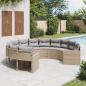 Preview: ARDEBO.de - Gartensofa mit Kissen Rund Beige Poly-Rattan