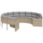 Preview: Gartensofa mit Kissen Rund Beige Poly-Rattan