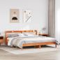 Preview: ARDEBO.de - Massivholzbett ohne Matratze Wachsbraun 200x200 Kiefernholz