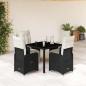 Preview: ARDEBO.de - 5-tlg. Garten-Bistro-Set mit Kissen Schwarz Poly Rattan
