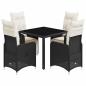 Preview: 5-tlg. Garten-Bistro-Set mit Kissen Schwarz Poly Rattan