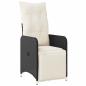 Preview: 5-tlg. Garten-Bistro-Set mit Kissen Schwarz Poly Rattan