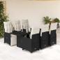Preview: ARDEBO.de - 7-tlg. Garten-Bistro-Set mit Kissen Schwarz Poly Rattan