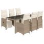 Preview: 7-tlg. Garten-Bistro-Set mit Kissen Braun Poly Rattan