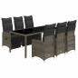 Preview: 7-tlg. Garten-Bistro-Set mit Kissen Grau Poly Rattan