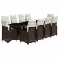 Preview: 11-tlg. Garten-Bistro-Set mit Kissen Braun Poly Rattan