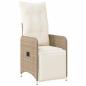 Preview: 11-tlg. Garten-Bistro-Set mit Kissen Beige Poly Rattan