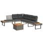 Preview: ARDEBO.de - 2-tlg. Garten-Sofagarnitur mit Kissen Grau Poly Rattan Akazie