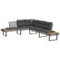 Preview: 2-tlg. Garten-Sofagarnitur mit Kissen Grau Poly Rattan Akazie