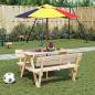 Preview: ARDEBO.de - Picknicktisch für 4 Kinder mit Sonnenschirm Massivholz Tanne