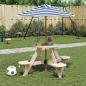 Preview: ARDEBO.de - Picknicktisch für 4 Kinder mit Sonnenschirm Rund Tannenholz