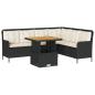 Preview: 2-tlg. Garten-Sofagarnitur mit Auflagen Schwarz Poly Rattan