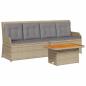 Preview: 3-tlg. Garten-Lounge-Set mit Kissen Beige Poly Rattan