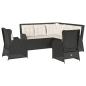 Preview: 5-tlg. Garten-Lounge-Set mit Kissen Schwarz Poly Rattan