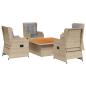 Preview: 5-tlg. Garten-Lounge-Set mit Kissen Beige Poly Rattan