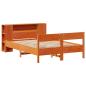 Preview: Massivholzbett mit Regal ohne Matratze Wachsbraun 140x200 cm