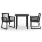 Preview: 3-tlg. Garten-Essgruppe PVC Rattan Schwarz