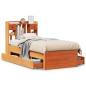 Preview: Massivholzbett mit Regal ohne Matratze Wachsbraun 75x190 cm