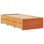 Preview: Massivholzbett mit Regal ohne Matratze Wachsbraun 75x190 cm