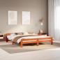 Preview: ARDEBO.de - Massivholzbett ohne Matratze Wachsbraun 200x200 Kiefernholz