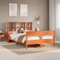 Preview: ARDEBO.de - Massivholzbett mit Regal ohne Matratze Wachsbraun 150x200 cm