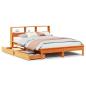 Preview: Massivholzbett mit Regal ohne Matratze Wachsbraun 160x200 cm