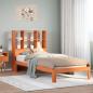 Preview: ARDEBO.de - Massivholzbett mit Regal ohne Matratze Wachsbraun 100x200 cm