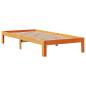 Preview: Massivholzbett mit Regal ohne Matratze Wachsbraun 100x200 cm