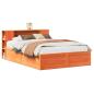 Preview: Massivholzbett ohne Matratze Wachsbraun 140x190 cm Kiefernholz