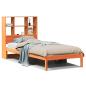 Preview: Massivholzbett mit Regal ohne Matratze Wachsbraun 100x200 cm