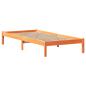 Preview: Massivholzbett mit Regal ohne Matratze Wachsbraun 100x200 cm