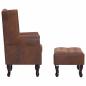 Preview: Chesterfield-Sessel und Fu?hocker Braun Wildleder-Optik