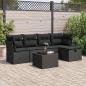 Preview: ARDEBO.de - 6-tlg. Garten-Sofagarnitur mit Kissen Schwarz Poly Rattan