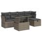Preview: 6-tlg. Garten-Sofagarnitur mit Kissen Grau Poly Rattan