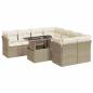 Preview: 9-tlg. Garten-Sofagarnitur mit Kissen Beige Poly Rattan