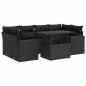 Preview: 7-tlg. Garten-Sofagarnitur mit Kissen Schwarz Poly Rattan