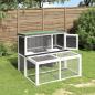Preview: ARDEBO.de - Kaninchenstall Grau 102x90x84,5 cm Massivholz Kiefer