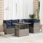 Preview: ARDEBO.de - 6-tlg. Garten-Sofagarnitur mit Kissen Grau Poly Rattan Akazie