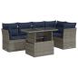 Preview: 6-tlg. Garten-Sofagarnitur mit Kissen Grau Poly Rattan Akazie