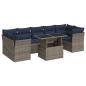 Preview: 8-tlg. Garten-Sofagarnitur mit Kissen Grau Poly Rattan Akazie