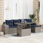 Preview: ARDEBO.de - 6-tlg. Garten-Sofagarnitur mit Kissen Grau Poly Rattan Akazie