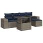 Preview: 6-tlg. Garten-Sofagarnitur mit Kissen Grau Poly Rattan Akazie