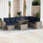 Preview: ARDEBO.de - 9-tlg. Garten-Sofagarnitur mit Kissen Grau Poly Rattan Akazie