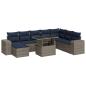 Preview: 9-tlg. Garten-Sofagarnitur mit Kissen Grau Poly Rattan Akazie