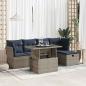 Preview: ARDEBO.de - 6-tlg. Garten-Sofagarnitur mit Kissen Grau Poly Rattan Akazie