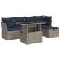 Preview: 6-tlg. Garten-Sofagarnitur mit Kissen Grau Poly Rattan Akazie