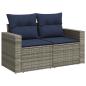 Preview: 9-tlg. Garten-Sofagarnitur mit Kissen Grau Poly Rattan Akazie