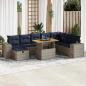 Preview: ARDEBO.de - 9-tlg. Garten-Sofagarnitur mit Kissen Grau Poly Rattan Akazie
